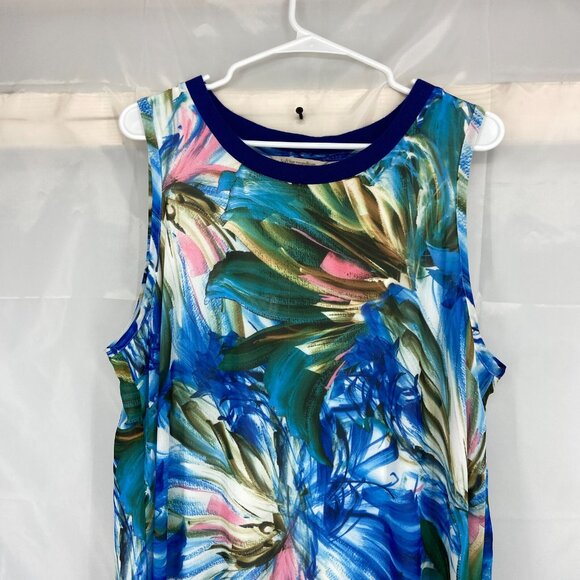 Soft Surroundings Women PXL Penelope Maxi Dress Tropical Sleeveless Floral Palm - Picture 2 of 9